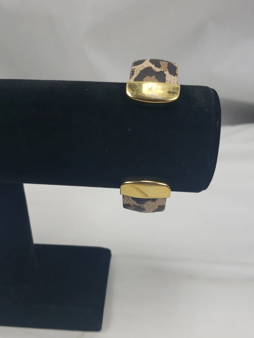 Betsey Johnson Gold Working Watch with Leopard Print Cuff Wristband